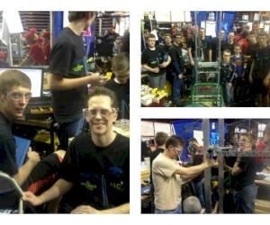 (Pictured left:  Nathan Sweat and his son Tyler; top right, Maple Mountain Robotics team; bottom right, Nathan Sweat helping assemble robot)